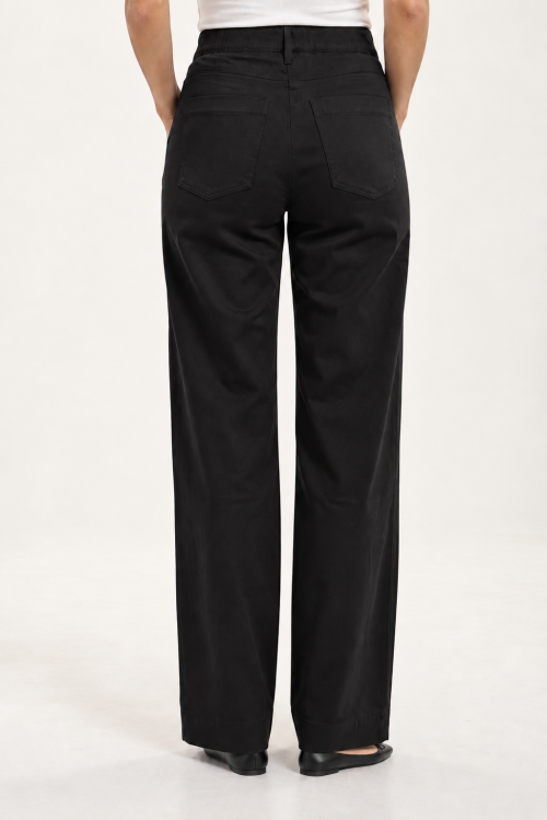 Back View Wide-Leg Black Trousers