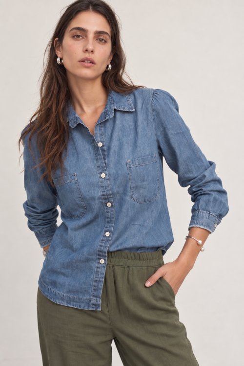 Casual Denim and Olive Studio Portrait