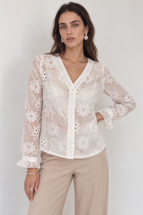 Minimalist Lace Blouse Fashion Portrait(5)
