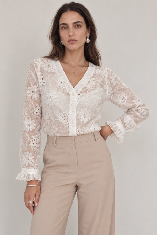 Minimalist Lace Blouse Fashion Portrait(6)