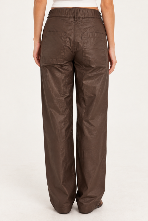 Back View Brown Wide-Leg Trousers