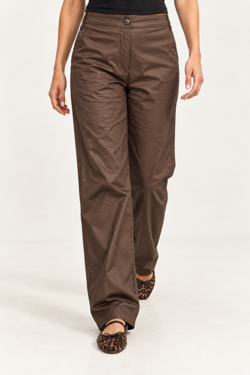 Chocolate Wide-Leg Trousers in Motion