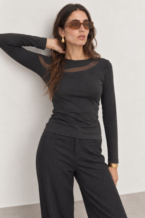 Editorial Look in Charcoal and Gold