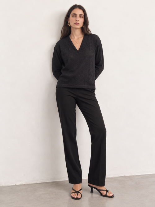 Minimalist Black Knit Fashion Portrait