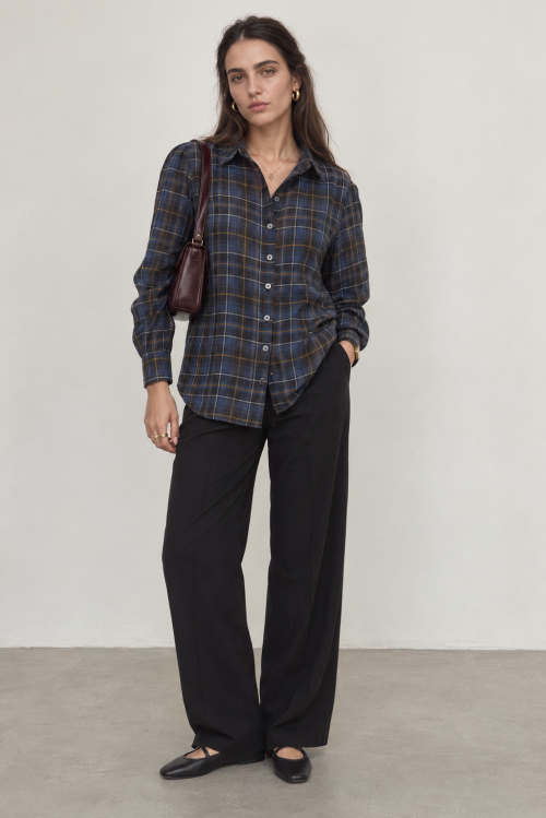 Minimalist Plaid Shirt Fashion Portrait(1)