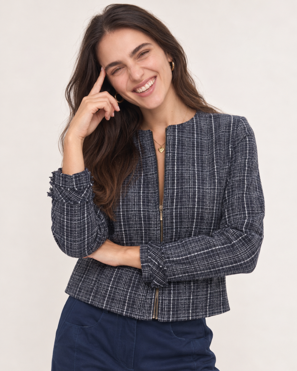 Playful Wink in Textured Navy
